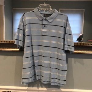Light blue striped polo shirt